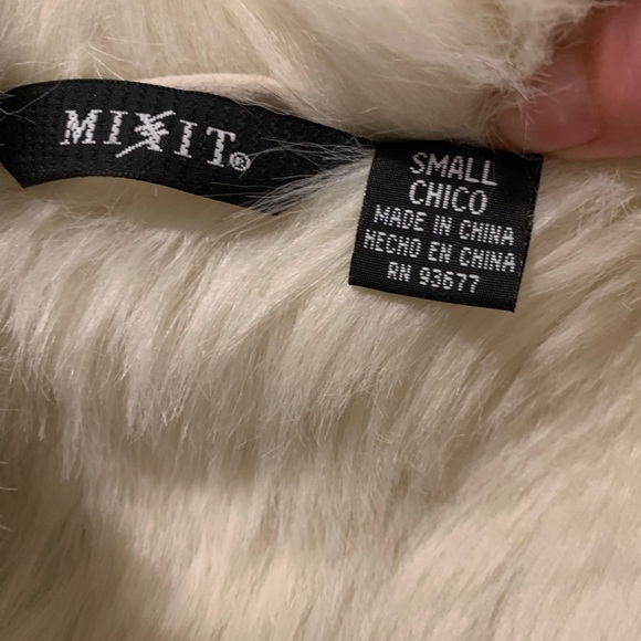 Vintage Mixit Cream Bone Suede Faux Fur Penny Lane Jacket 90s Boho Sz Small - Picture 10 of 13